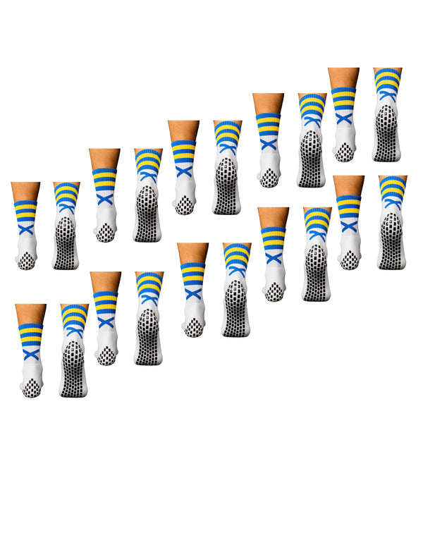 Bulk Offers- X Pro Midi Grip Sock (Blue & Yellow)