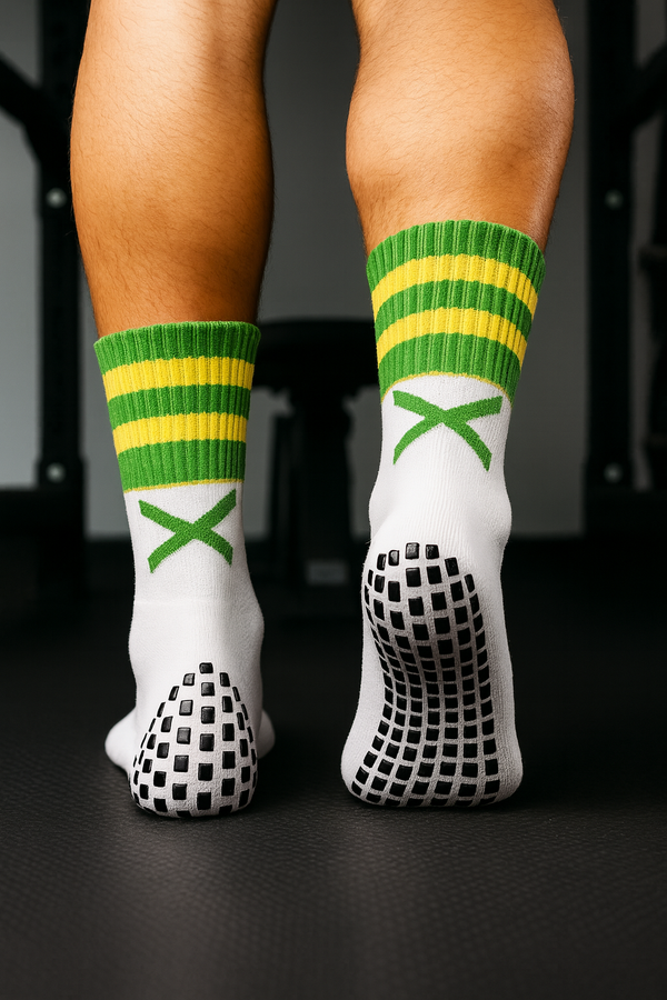 X Pro Midi Grip Sock (Green & Yellow)