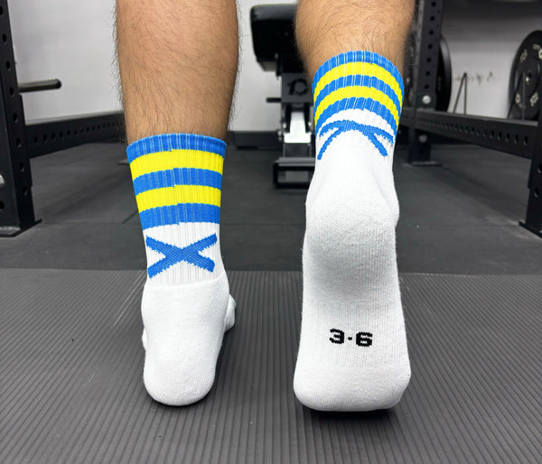 X Pro Midi Sock (Blue & Yellow)